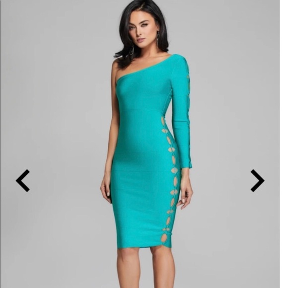 MARCIANO Guess Turquoise Teal Bandage Bodycon Dress - Size XXS, 00 - Picture 2 of 5